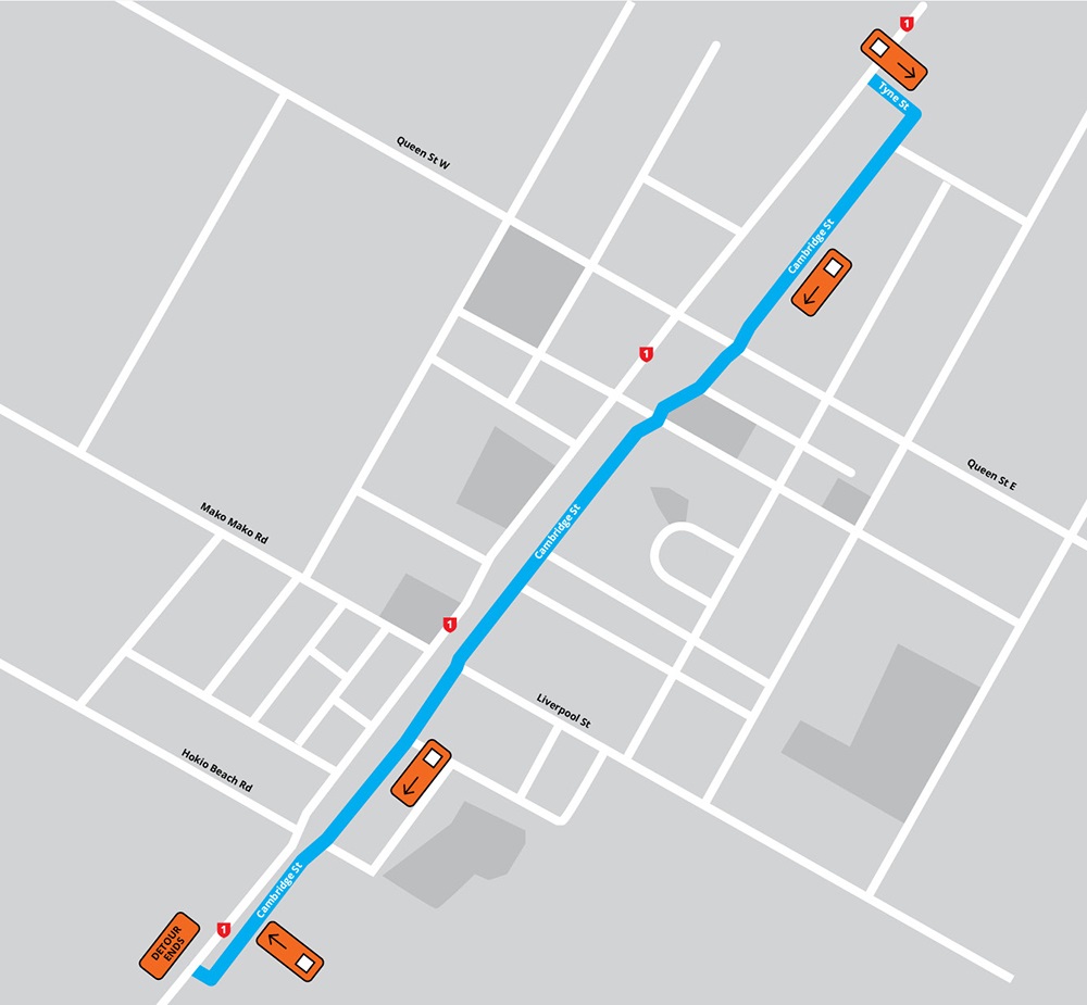 Tyne street Road Detour maps.