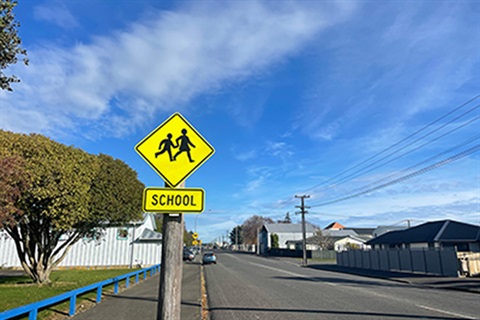 School street sign - Speed Management Plan.