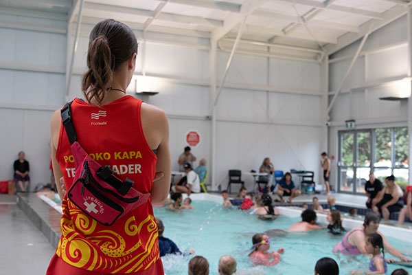 Lifeguard watchin over Foxton Pool.